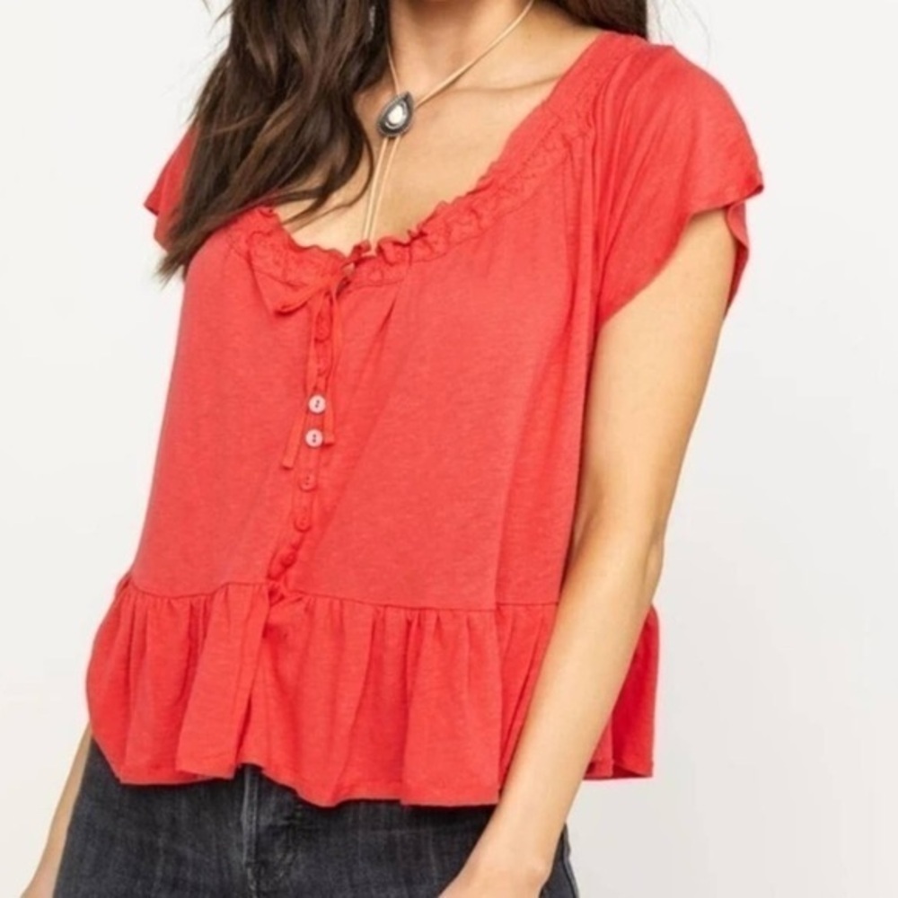 Nwot Free People Camelia Lace Ruffle Top, Size S
